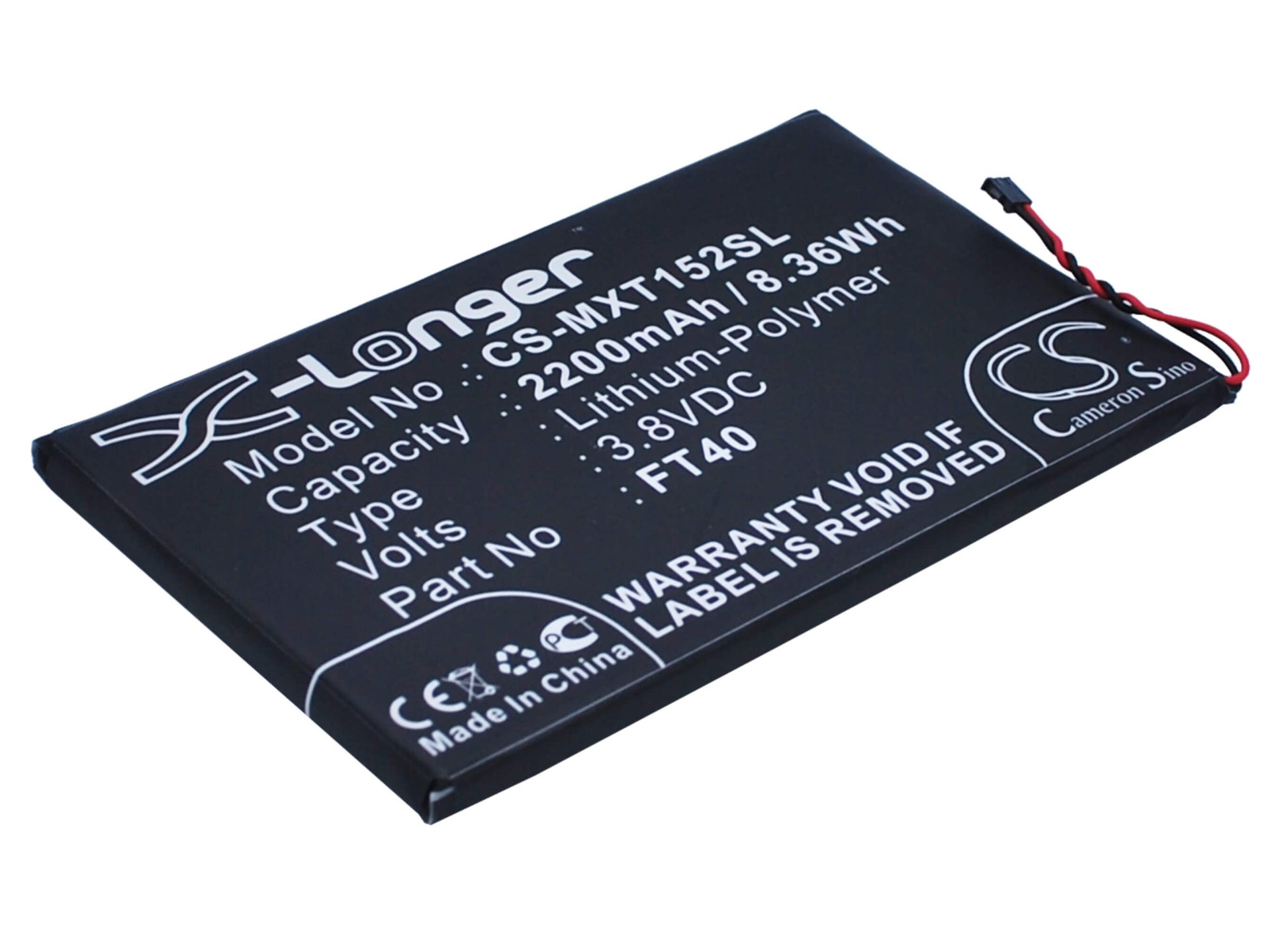 3.8V, 2200mAh, Li-Polymer Battery fits Motorola, Motoe 2nd, Xt1077, 8.36Wh