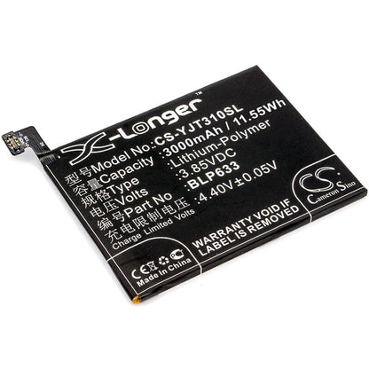 3.85V, 3000mAh, Li-Polymer Battery fits Oneplus, 3t, 3t Dual Sim, 11.55Wh