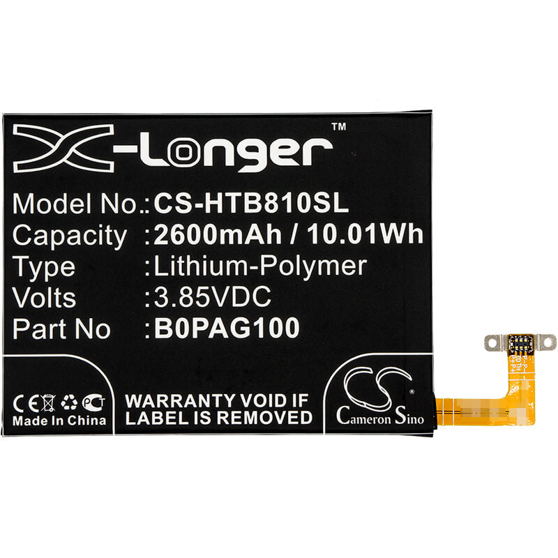 3.85V, 2600mAh, Li-Polymer Battery fits Htc, B810x, Butterfly 2, 10.01Wh