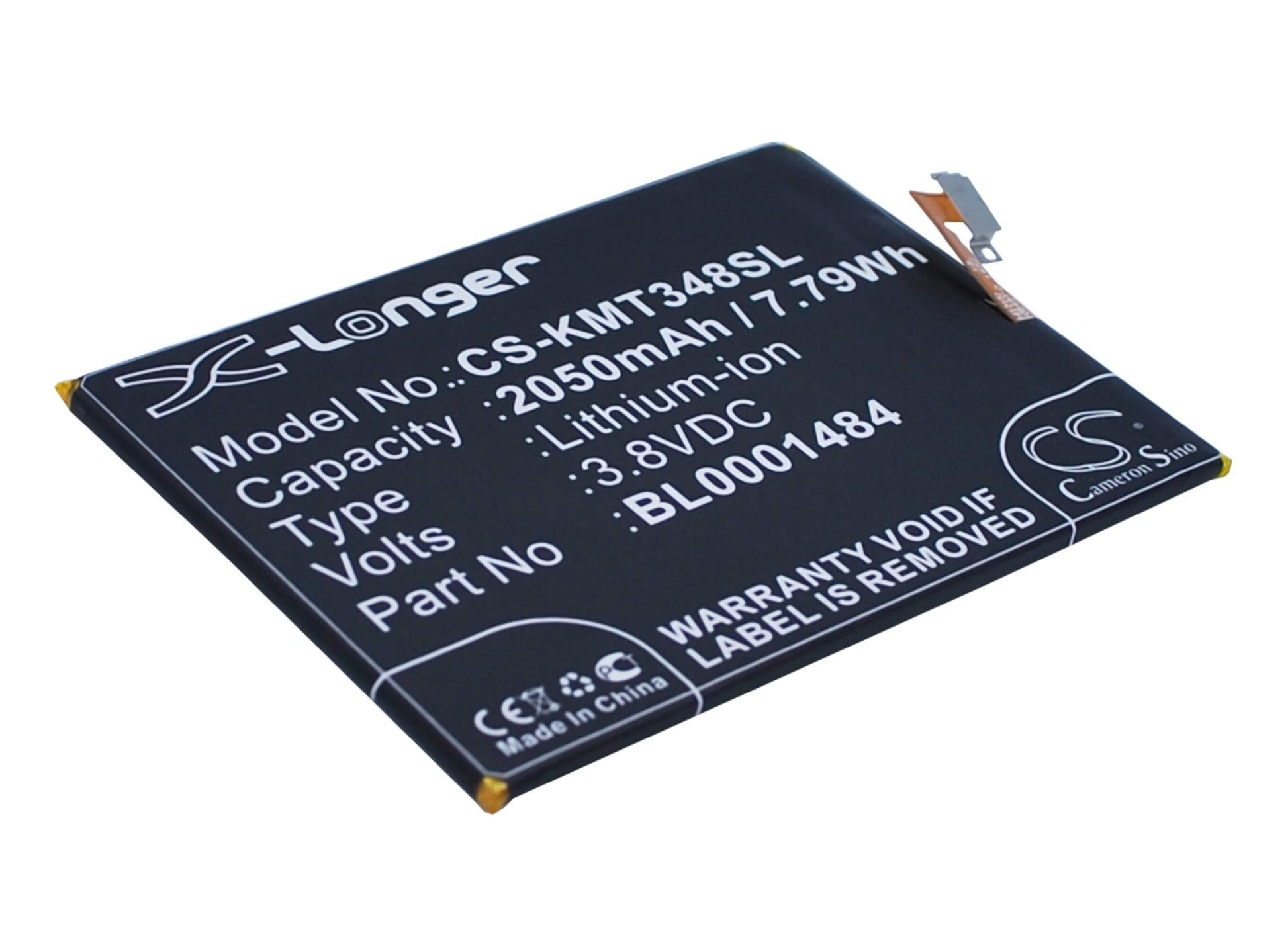 3.8V, 2050mAh, Li-ion Battery fits Kazam, Thunder 348, Tornado 348, 7.79Wh
