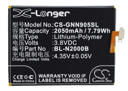 3.8V, 2050mAh, Li-Polymer Battery fits Fly, Iq4516, Tornad, 7.79Wh
