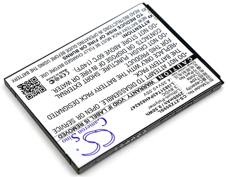 3.8V, 2500mAh, Li-Polymer Battery fits Zte, 3neo, Grand X 3, 9.5Wh