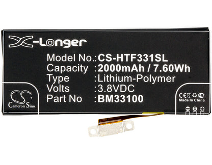 3.8V, 2000mAh, Li-Polymer Battery fits Htc, First, First Facebook, 7.6Wh