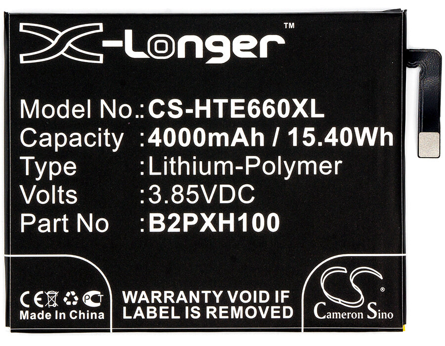 3.85V, 4000mAh, Li-Polymer Battery fits Htc, 2pxh100, E66, 15.4Wh