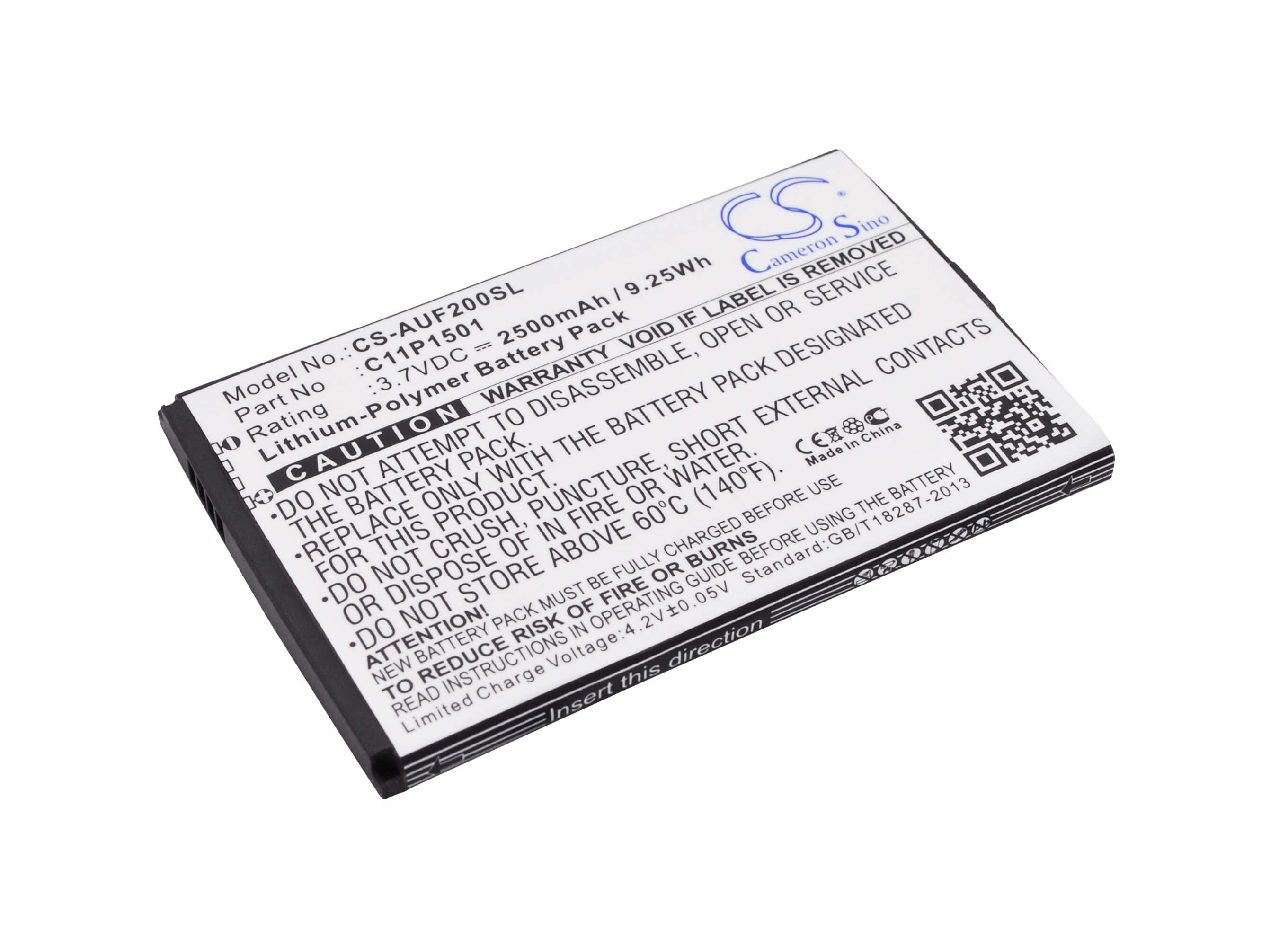 3.7V, 2500mAh, Li-Polymer Battery fits Asus, Z00d, Z00ud, 9.25Wh