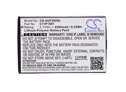 3.7V, 2500mAh, Li-Polymer Battery fits Asus, Z00d, Z00ud, 9.25Wh