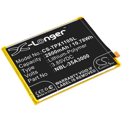 3.85V, 2800mAh, Li-Polymer Battery fits Tp-link, Neffos X1 Max, Neffos X1 Max Dual Sim, 10.78Wh