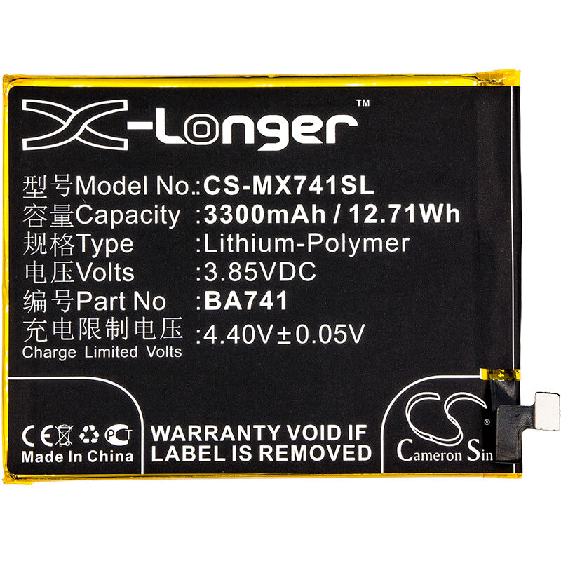 3.85V, 3300mAh, Li-Polymer Battery fits Meizu, E2, E2 Dual Sim, 12.705Wh