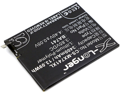 3.85V, 3400mAh, Li-Polymer Battery fits Meizu, E2, E2 Dual Sim, 13.09Wh