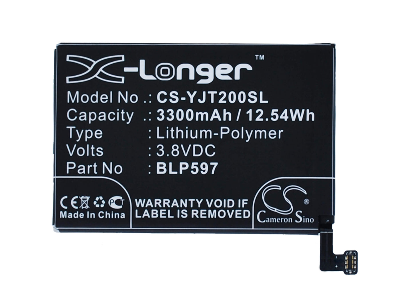 3.8V, 3300mAh, Li-Polymer Battery fits Oneplus, 2, 2 Global Dual Sim, 12.54Wh