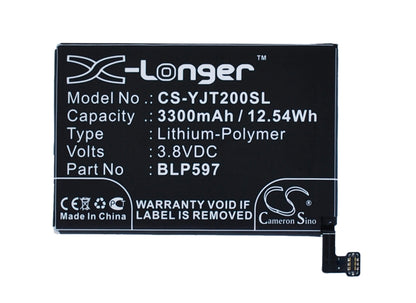 3.8V, 3300mAh, Li-Polymer Battery fits Oneplus, 2, 2 Global Dual Sim, 12.54Wh