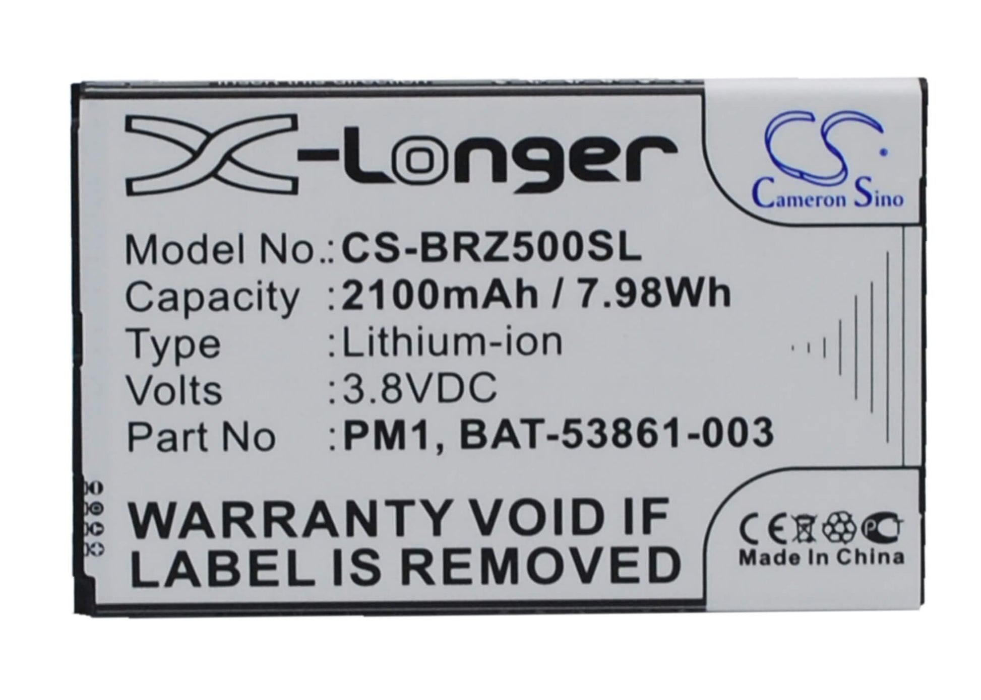 3.8V, 2100mAh, Li-ion Battery fits Blackberry, Z5, 7.98Wh