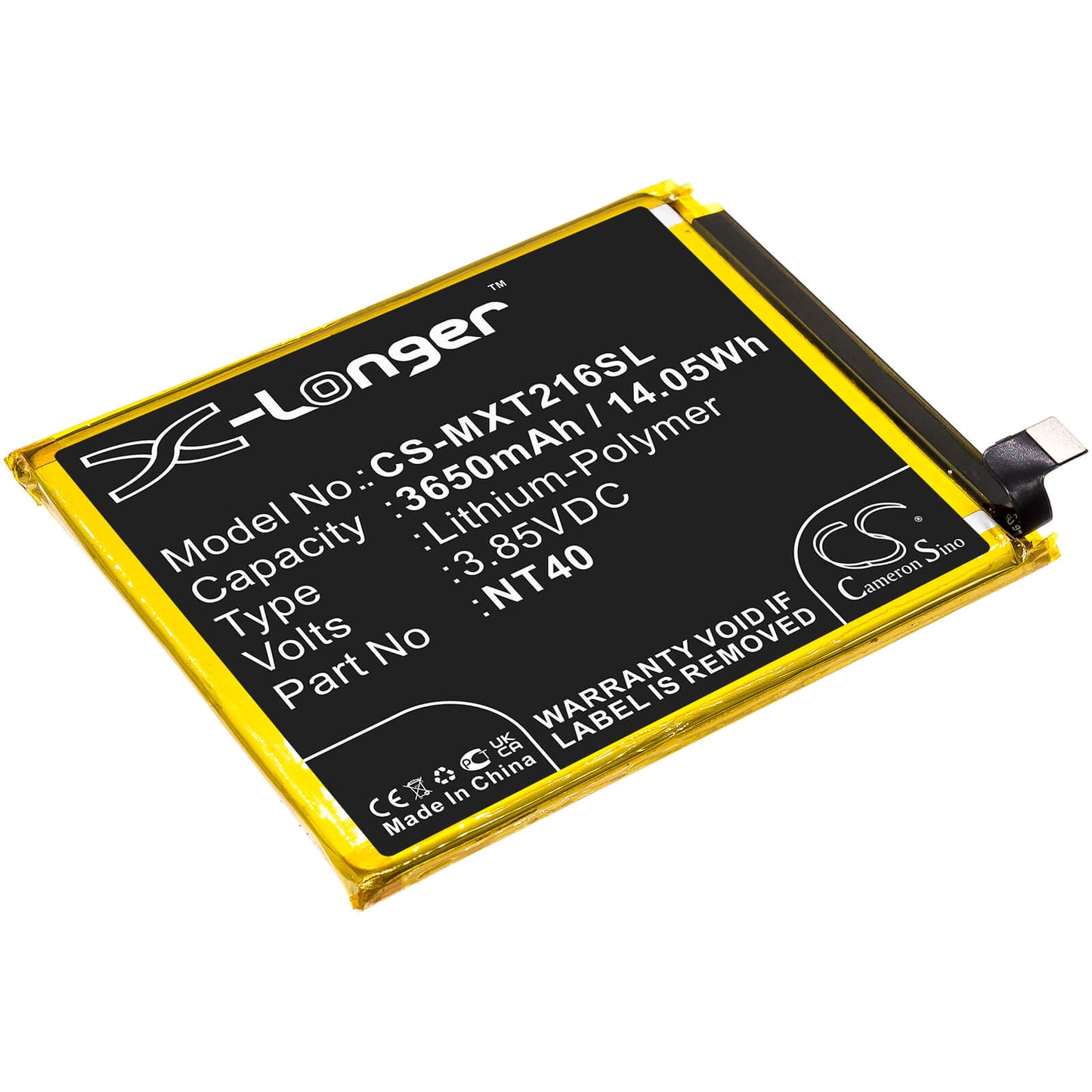 3.85V, 3650mAh, Li-Polymer Battery fits Motorola, Moto G Pure, Xt2163-4, 14.0525Wh