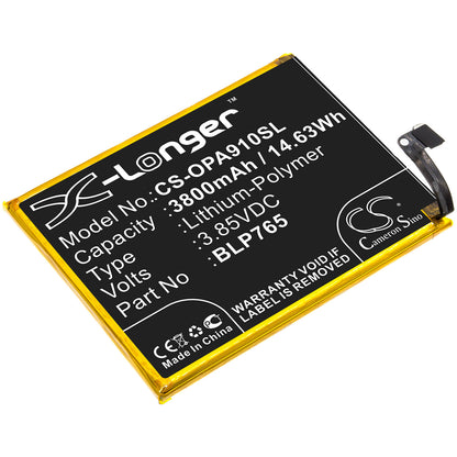 3.85V, 3800mAh, Li-Polymer Battery fits Oppo, A91, Cph2001, 14.63Wh