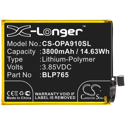 3.85V, 3800mAh, Li-Polymer Battery fits Oppo, A91, Cph2001, 14.63Wh