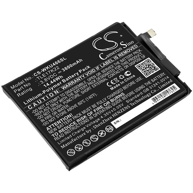 3.8V, 3800mAh, Li-Polymer Battery fits Wiko, P4661an, U Feel Go, 14.44Wh