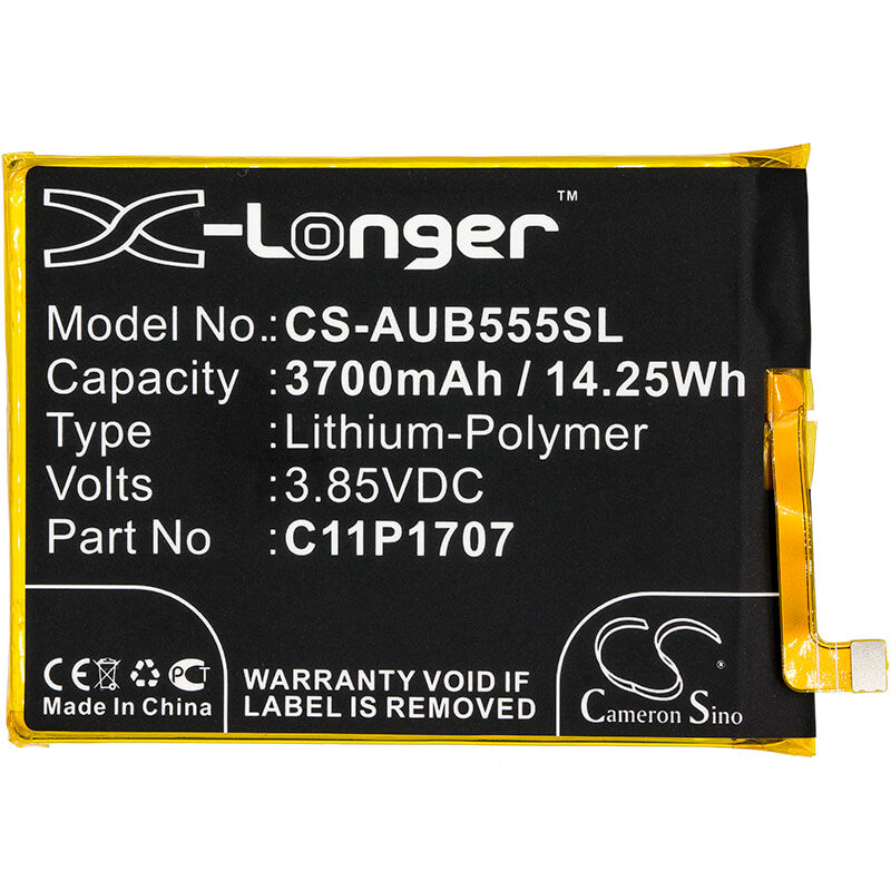3.85V, 3700mAh, Li-Polymer Battery fits Asus, Zb555kl, Zenfone Max M1, 14.245Wh