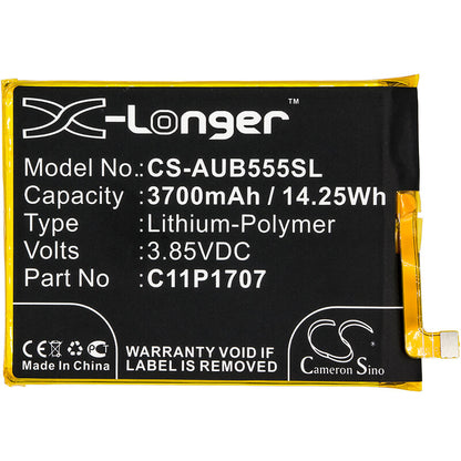3.85V, 3700mAh, Li-Polymer Battery fits Asus, Zb555kl, Zenfone Max M1, 14.245Wh