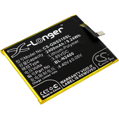 3.85V, 2400mAh, Li-Polymer Battery fits Gionee, Gn9007, S5.1 Pro, 9.24Wh