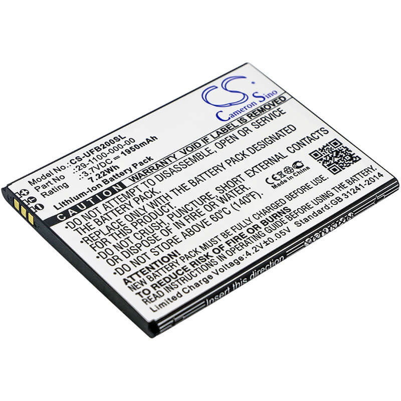 3.7V, 1950mAh, Li-ion Battery fits Ulefone, Be Touch, Be Touch 2, 7.215Wh