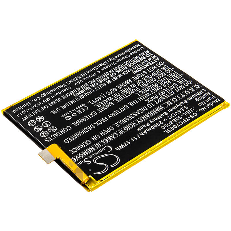 3.85V, 2900mAh, Li-Polymer Battery fits Tp-link, Neffos C7 Dual Sim, Neffos C7 Dual Sim Lte Am, 11.165Wh