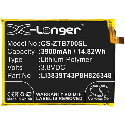 3.8V, 3900mAh, Li-Polymer Battery fits Zte, A7010, Blade A7 2020, 14.82Wh