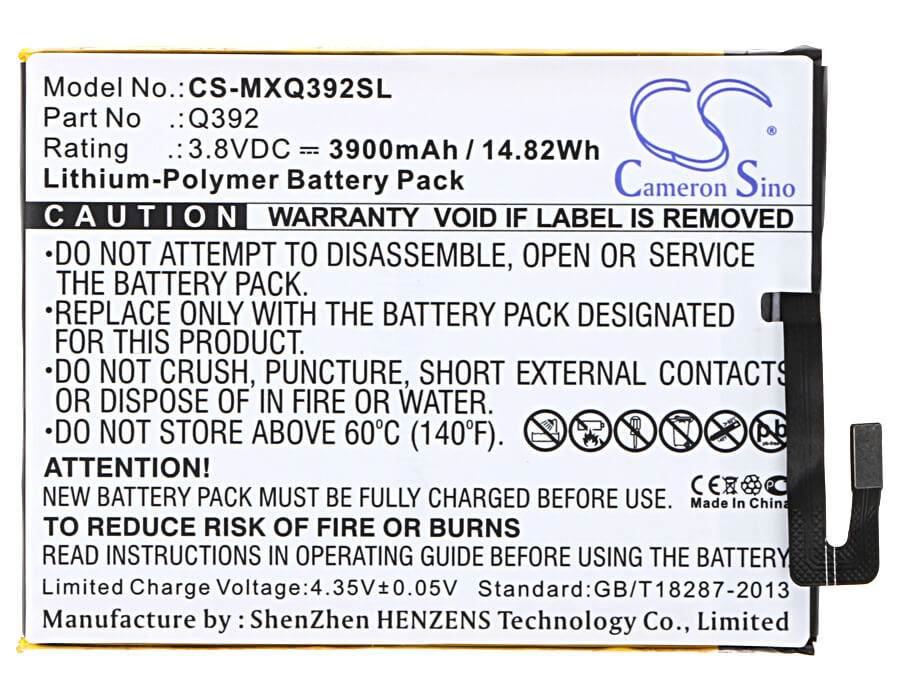 3.8V, 3900mAh, Li-Polymer Battery fits Micromax, Canvas Juice 3, Q392, 14.82Wh