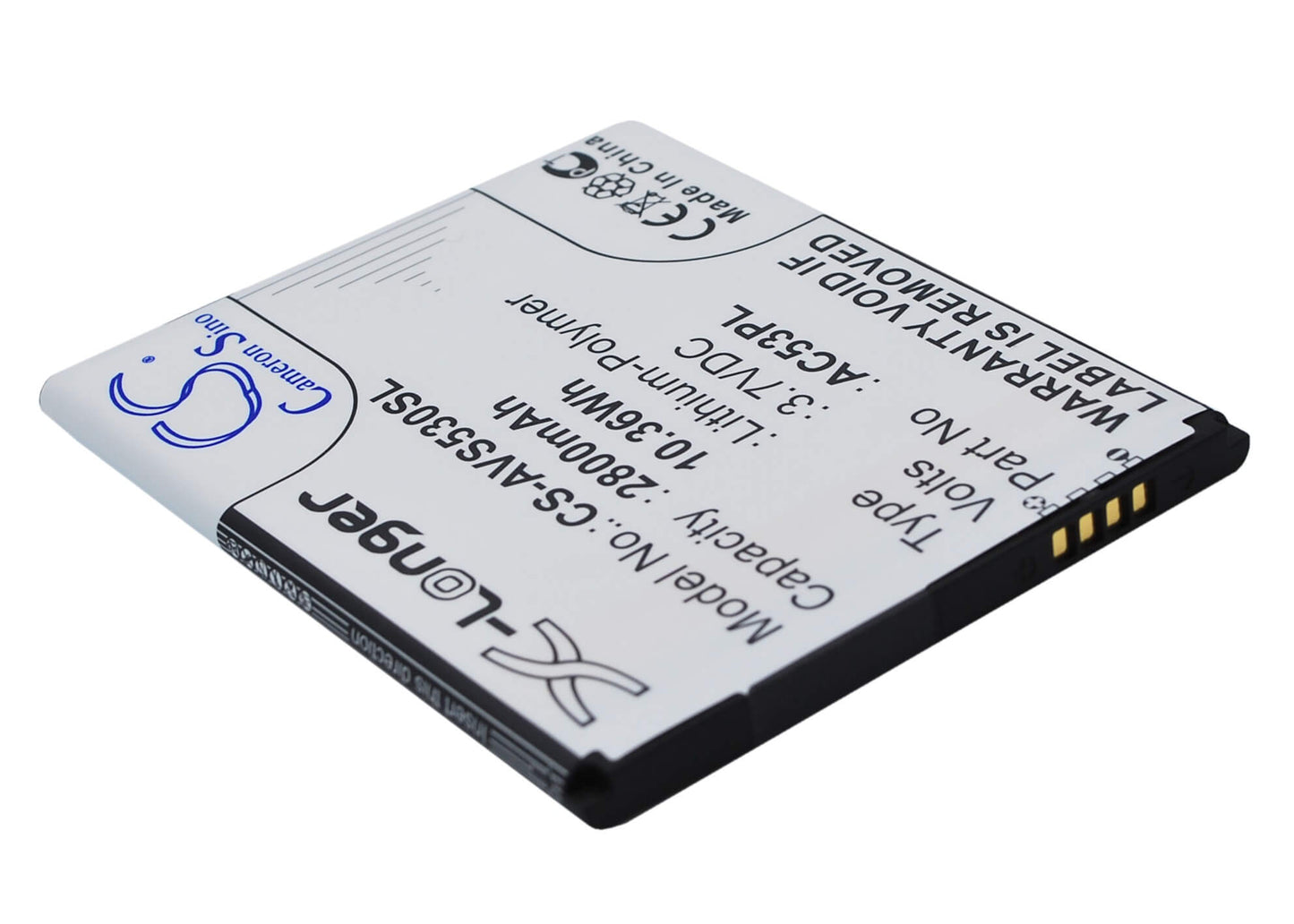 3.7V, 2800mAh, Li-Polymer Battery fits Archos, 53 Platinum, 10.36Wh