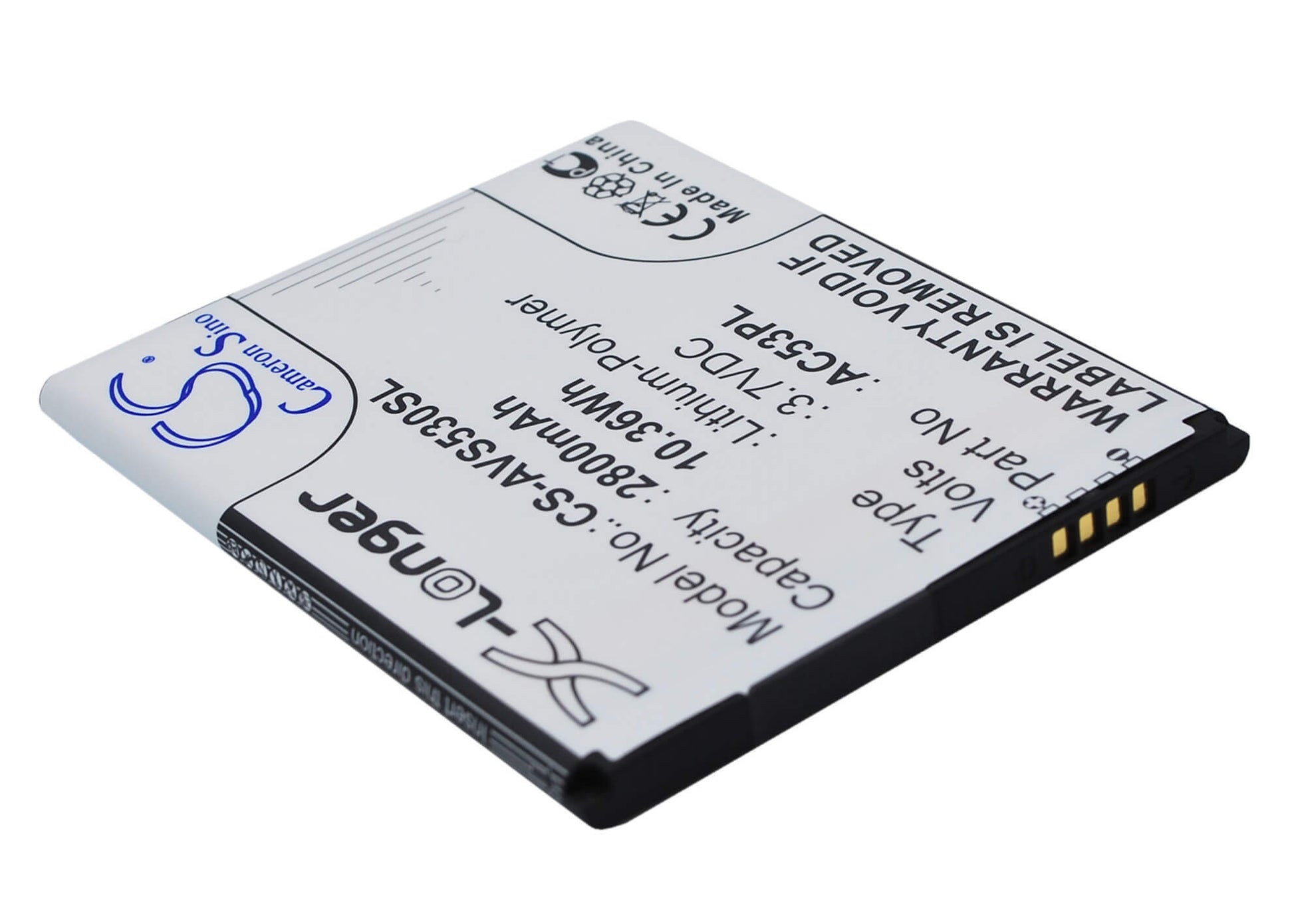 3.7V, 2800mAh, Li-Polymer Battery fits Archos, 53 Platinum, 10.36Wh