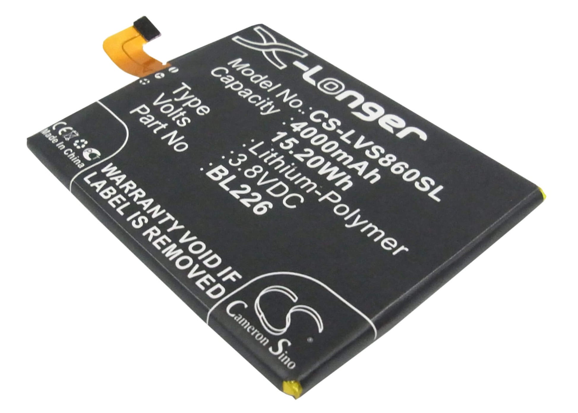 3.8V, 4000mAh, Li-Polymer Battery fits Lenovo, S860, 15.2Wh