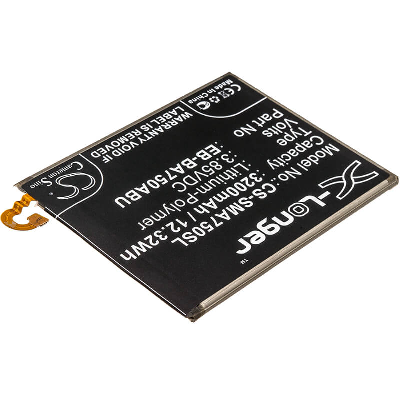 3.85V, 3200mAh, Li-Polymer Battery fits Samsung, Galaxy A10, Galaxy A7 2018, 12.32Wh