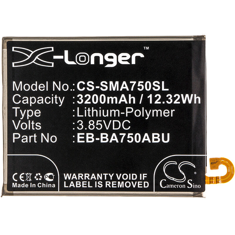 3.85V, 3200mAh, Li-Polymer Battery fits Samsung, Galaxy A10, Galaxy A7 2018, 12.32Wh