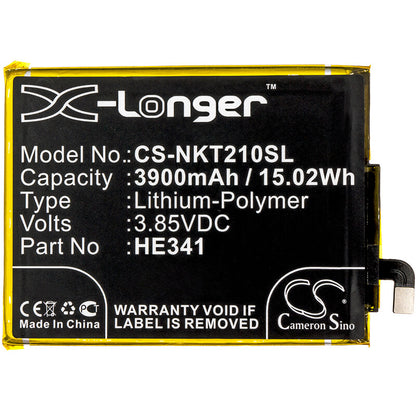 3.85V, 3900mAh, Li-Polymer Battery fits Nokia, 2.1, Ta-1029, 15.015Wh