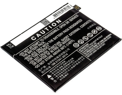 3.85V, 3600mAh, Li-Polymer Battery fits Nubia, M2, M2 Dual Sim, 13.86Wh