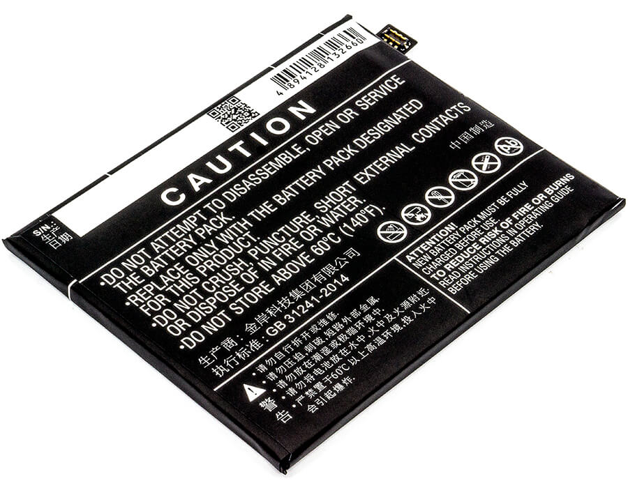 3.85V, 3600mAh, Li-Polymer Battery fits Zte, Nubia M2, Nubia M2 Dual Sim, 13.86Wh