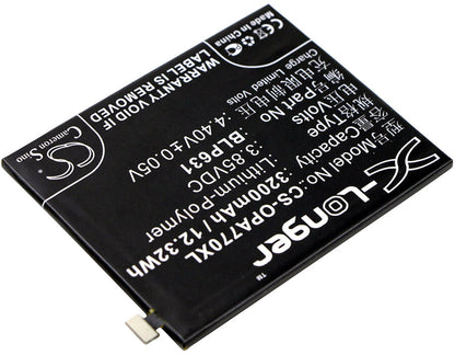 3.85V, 3200mAh, Li-Polymer Battery fits Oppo, A73, A73 Dual Sim, 12.32Wh