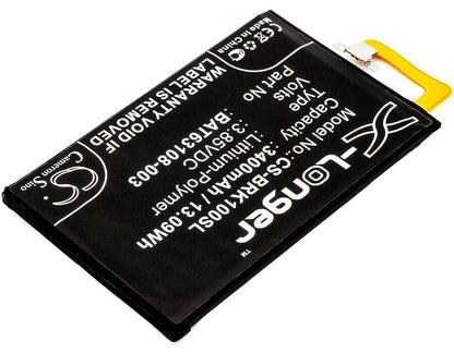3.85V, 3400mAh, Li-Polymer Battery fits Blackberry, Bbb100-1, Bbb100-1 Td-lte, 13.09Wh