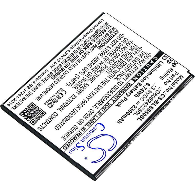 3.8V, 2300mAh, Li-ion Battery fits Blu, S0350ww, S650p, 8.74Wh