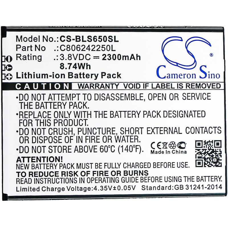 3.8V, 2300mAh, Li-ion Battery fits Blu, S0350ww, S650p, 8.74Wh