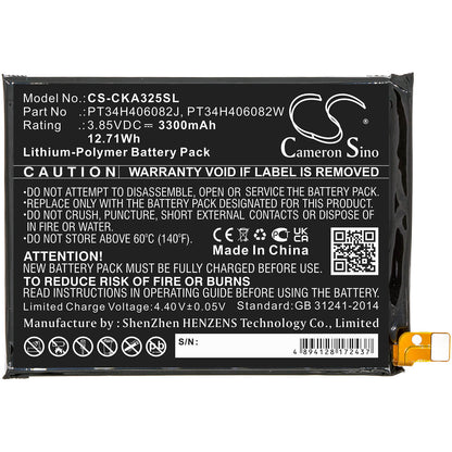 3.85V, 3300mAh, Li-Polymer Battery fits Cricket, Icon 2, U325ac, 12.705Wh
