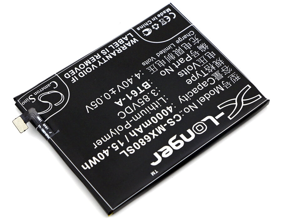 3.85V, 4000mAh, Li-Polymer Battery fits Meizu, M3 Note, M3 Note Dual Sim, 15.4Wh