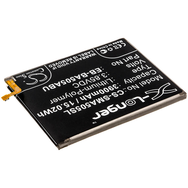 3.85V, 3900mAh, Li-Polymer Battery fits Samsung, Galaxy A20, Galaxy A20 2019, 15.015Wh