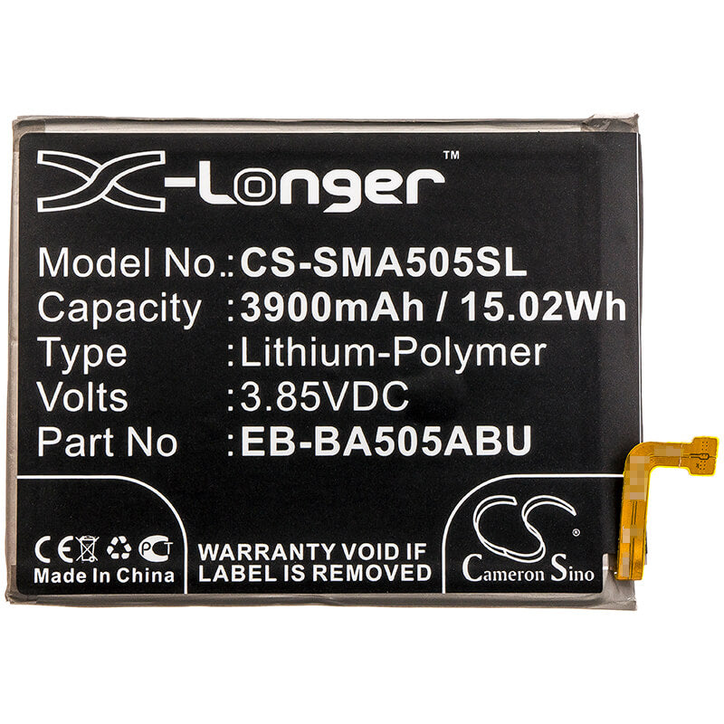 3.85V, 3900mAh, Li-Polymer Battery fits Samsung, Galaxy A20, Galaxy A20 2019, 15.015Wh