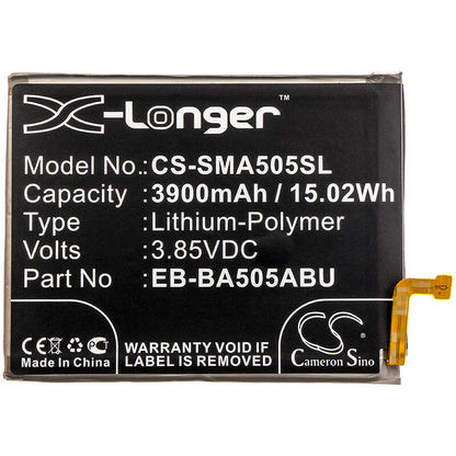 3.85V, 3900mAh, Li-Polymer Battery fits Samsung, Galaxy A20, Galaxy A20 2019, 15.015Wh