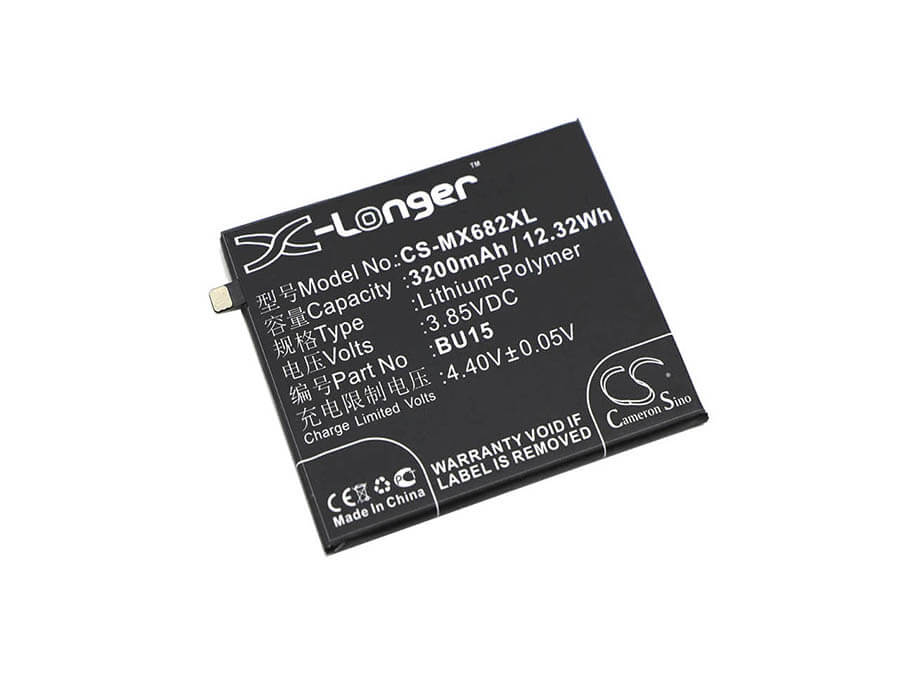 3.85V, 3200mAh, Li-Polymer Battery fits Meizu, Meilan U20, Meilan U20 Dual Sim, 12.32Wh