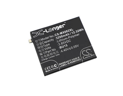 3.85V, 3200mAh, Li-Polymer Battery fits Meizu, Meilan U20, Meilan U20 Dual Sim, 12.32Wh