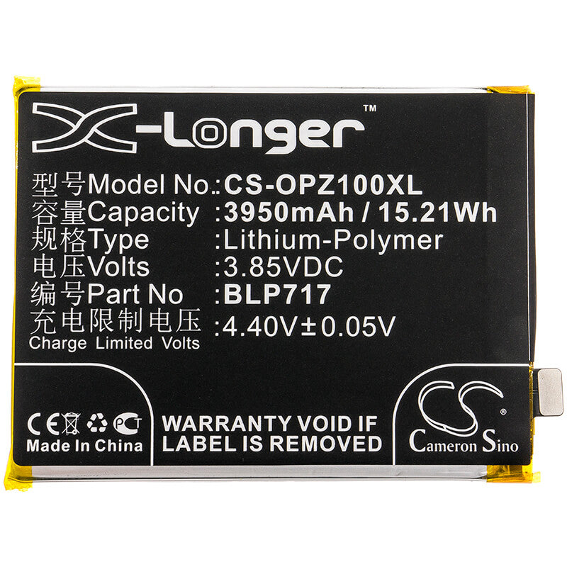 3.85V, 3950mAh, Li-Polymer Battery fits Oppo, 1979, Cph1979, 15.2075Wh