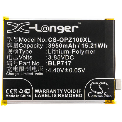 3.85V, 3950mAh, Li-Polymer Battery fits Oppo, 1979, Cph1979, 15.2075Wh