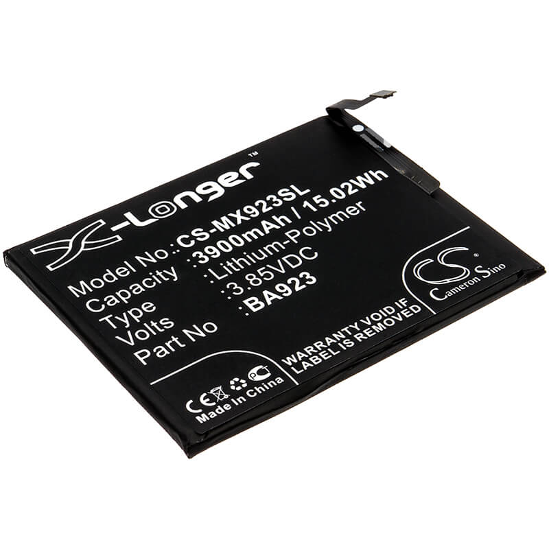 3.85V, 3900mAh, Li-Polymer Battery fits Meizu, M1923, M923q, 15.015Wh