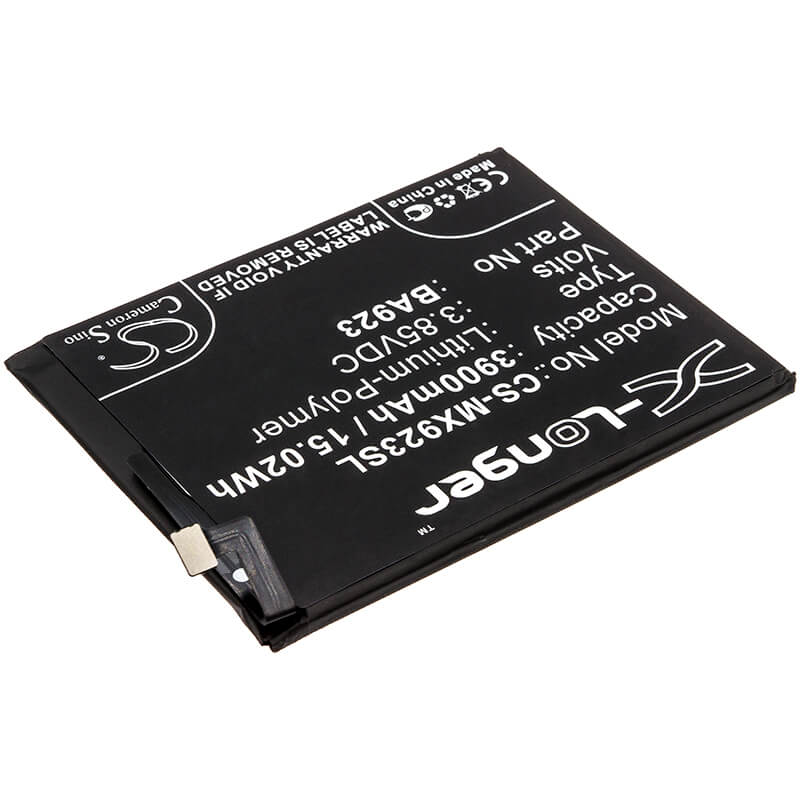 3.85V, 3900mAh, Li-Polymer Battery fits Meizu, M1923, M923q, 15.015Wh